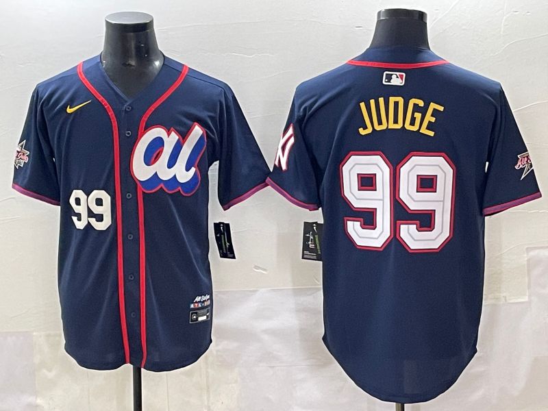 Men 2025 New York Yankees #99 Judge Blue All star Blank Blue Nike MLB Jersey style 4